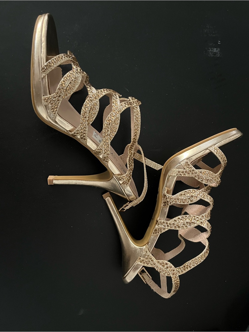 Legacy Gold Crystal Strappy High Heel Sandals - Women's
